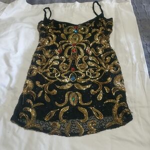 NITELINE 90's VINTAGE DRESS Black and Gold Embellished Dress